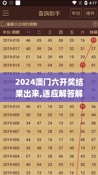 2024澳门六开奖结果出来,适应解答解释落实_SE型0.397