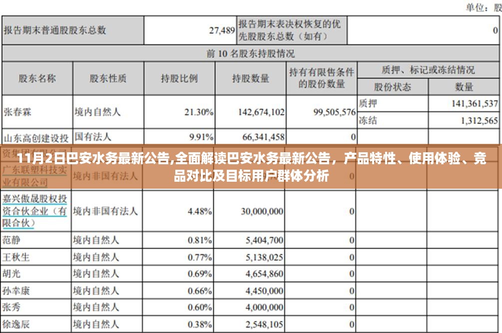 巴安水务最新公告深度解读，产品特性、用户体验、竞品对比及目标用户分析
