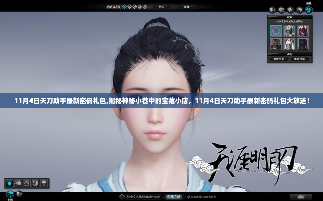 揭秘神秘小巷宝藏小店，天刀助手最新密码礼包大放送（11月4日）