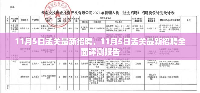孟关最新招聘动态及全面评测报告（11月5日）