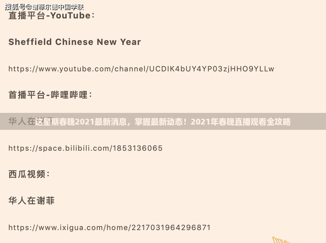 揭秘2021年春晚最新动态，直播观看全攻略