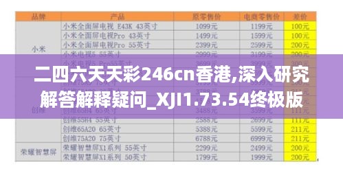 二四六天天彩246cn香港,深入研究解答解释疑问_XJI1.73.54终极版