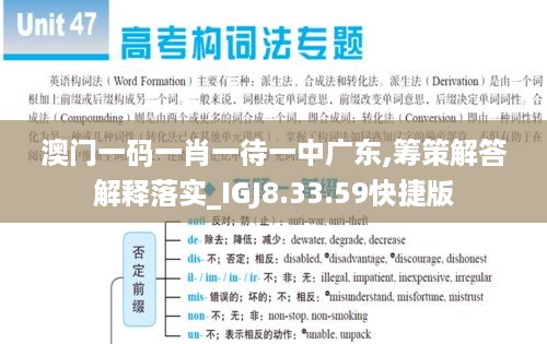 澳门一码一肖一待一中广东,筹策解答解释落实_IGJ8.33.59快捷版