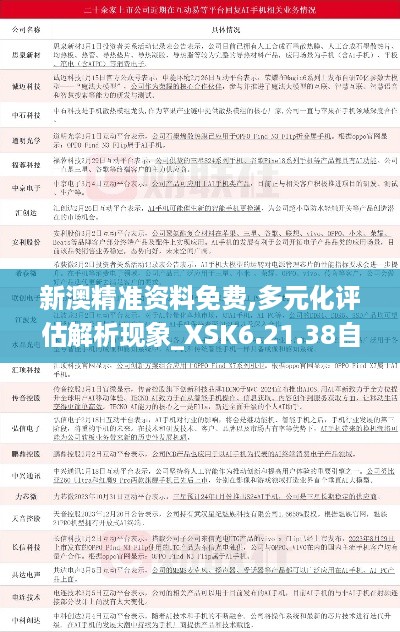 新澳精准资料免费,多元化评估解析现象_XSK6.21.38自在版
