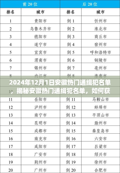 安徽热门通缉犯名单揭秘与识别指南（初学者与进阶用户适用）