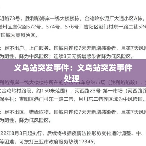 义乌站突发事件：义乌站突发事件处理 