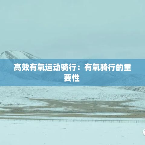 高效有氧运动骑行：有氧骑行的重要性 