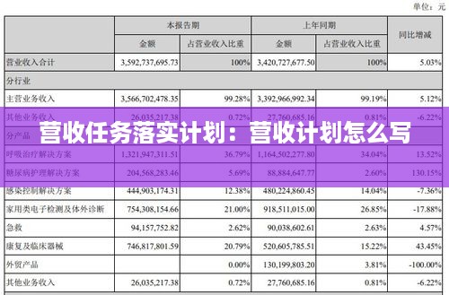 营收任务落实计划：营收计划怎么写 