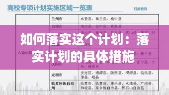 如何落实这个计划：落实计划的具体措施 