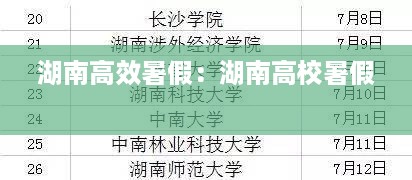 湖南高效暑假：湖南高校暑假 