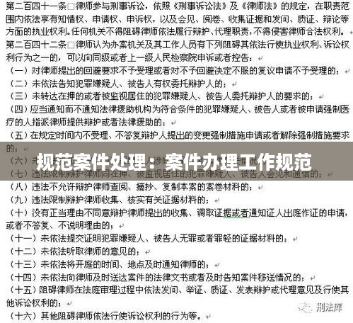 规范案件处理：案件办理工作规范 