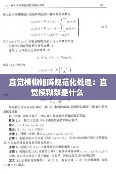 直觉模糊矩阵规范化处理：直觉模糊数是什么 