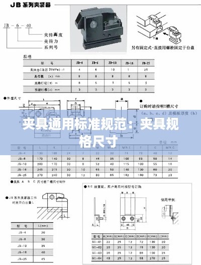 夹具通用标准规范：夹具规格尺寸 