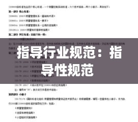 指导行业规范：指导性规范 