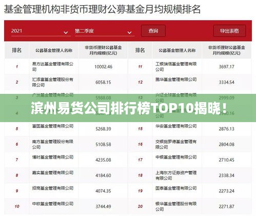 滨州易货公司排行榜TOP10揭晓！