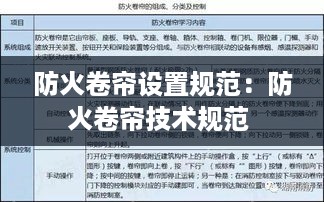 防火卷帘设置规范：防火卷帘技术规范 