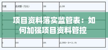 项目资料落实监管表：如何加强项目资料管控 