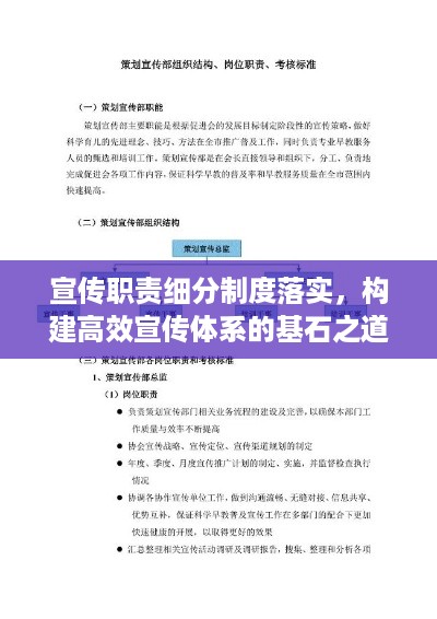 宣传职责细分制度落实，构建高效宣传体系的基石之道